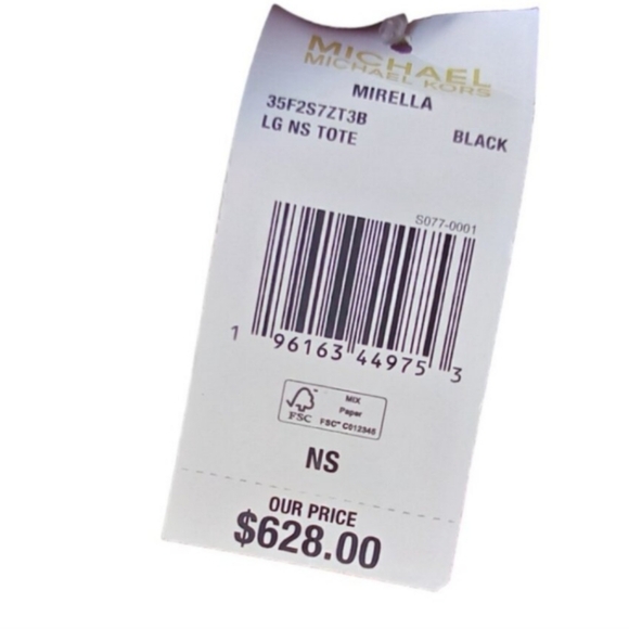 NWT -Micheal Kors Mirella XL Tote Black & Grey Monogram - Picture 4 of 11